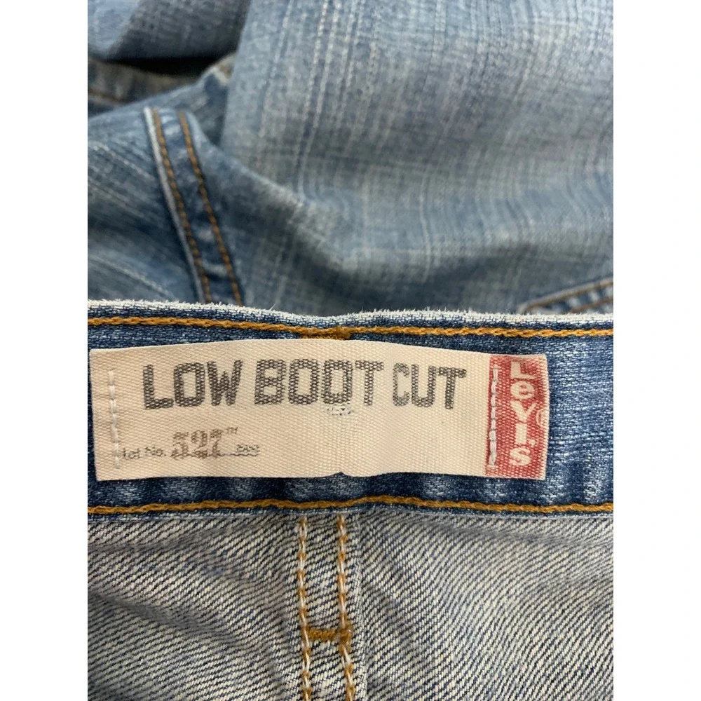Vintage Levis 527 Jeans Mens 32x30 Blue Low Boot Cut Distressed Fade Y2K Denim